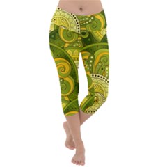 Doodles Patterns Ornament Vector Flowers Green Lightweight Velour Capri Yoga Leggings