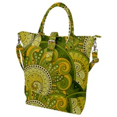 Doodles Patterns Ornament Vector Flowers Green Buckle Top Tote Bag