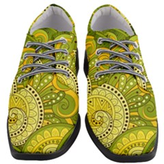 Doodles Patterns Ornament Vector Flowers Green Women Heeled Oxford Shoes