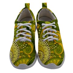 Doodles Patterns Ornament Vector Flowers Green Women Athletic Shoes