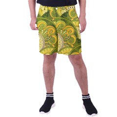 Doodles Patterns Ornament Vector Flowers Green Men s Pocket Shorts