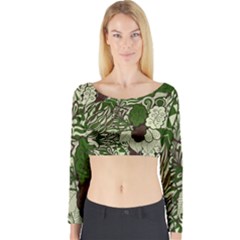 Texture Ornament Pattern Seamless Paisley Long Sleeve Crop Top