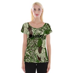 Texture Ornament Pattern Seamless Paisley Cap Sleeve Top