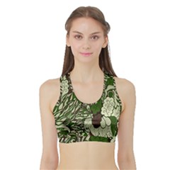 Texture Ornament Pattern Seamless Paisley Sports Bra With Border