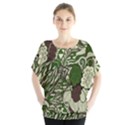 Texture Ornament Pattern Seamless Paisley Batwing Chiffon Blouse View1