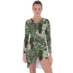 Texture Ornament Pattern Seamless Paisley Asymmetric Cut-out Shift Dress