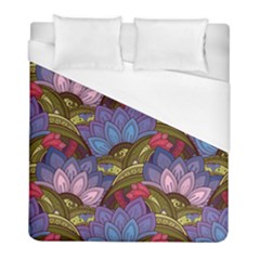 Purple Red And Green Flowers Digital Wallpaper Patterns Ornament Duvet Cover (full/ Double Size)