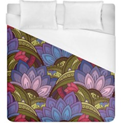 Purple Red And Green Flowers Digital Wallpaper Patterns Ornament Duvet Cover (king Size)