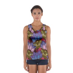 Purple Red And Green Flowers Digital Wallpaper Patterns Ornament Sport Tank Top 