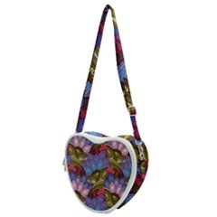 Purple Red And Green Flowers Digital Wallpaper Patterns Ornament Heart Shoulder Bag