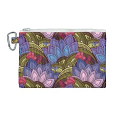 Purple Red And Green Flowers Digital Wallpaper Patterns Ornament Canvas Cosmetic Bag (large)