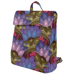 Purple Red And Green Flowers Digital Wallpaper Patterns Ornament Flap Top Backpack