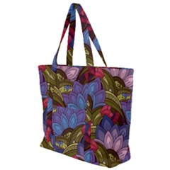 Purple Red And Green Flowers Digital Wallpaper Patterns Ornament Zip Up Canvas Bag