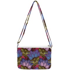 Purple Red And Green Flowers Digital Wallpaper Patterns Ornament Double Gusset Crossbody Bag