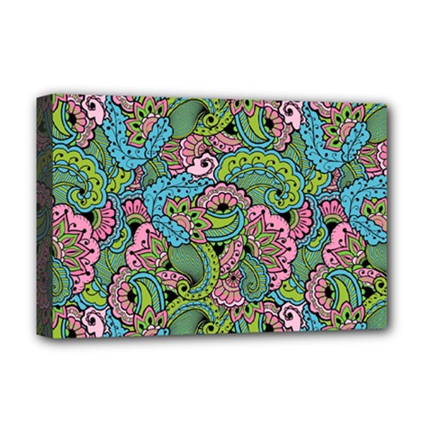 Background Texture Paisley Pattern Deluxe Canvas 18  X 12  (stretched)