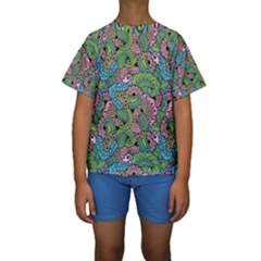 Background Texture Paisley Pattern Kids  Short Sleeve Swimwear