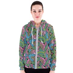 Background Texture Paisley Pattern Women s Zipper Hoodie