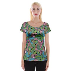 Background Texture Paisley Pattern Cap Sleeve Top by Jancukart