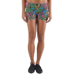 Background Texture Paisley Pattern Yoga Shorts