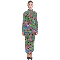 Background Texture Paisley Pattern Turtleneck Maxi Dress