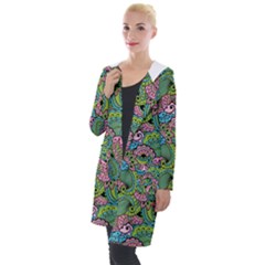 Background Texture Paisley Pattern Hooded Pocket Cardigan