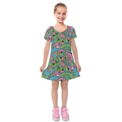 Background Texture Paisley Pattern Kids  Short Sleeve Velvet Dress