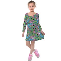 Background Texture Paisley Pattern Kids  Long Sleeve Velvet Dress