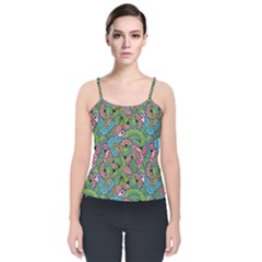 Background Texture Paisley Pattern Velvet Spaghetti Strap Top