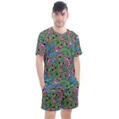 Background Texture Paisley Pattern Men s Mesh Tee And Shorts Set