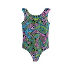 Background Texture Paisley Pattern Kids  Frill Swimsuit