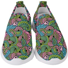 Background Texture Paisley Pattern Kids  Slip On Sneakers by Jancukart