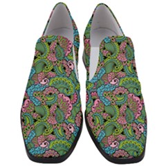 Background Texture Paisley Pattern Women Slip On Heel Loafers