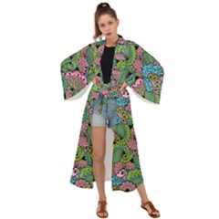 Background Texture Paisley Pattern Maxi Kimono