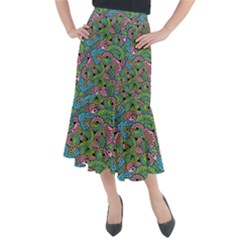 Background Texture Paisley Pattern Midi Mermaid Skirt