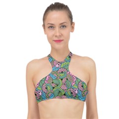 Background Texture Paisley Pattern High Neck Bikini Top