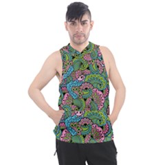 Background Texture Paisley Pattern Men s Sleeveless Hoodie