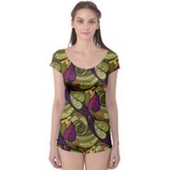 Pattern Vector Texture Style Garden Drawn Hand Floral Boyleg Leotard 