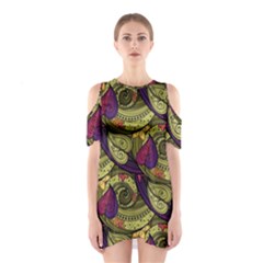 Pattern Vector Texture Style Garden Drawn Hand Floral Shoulder Cutout One Piece Dress