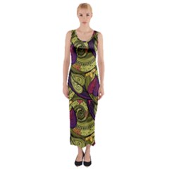 Pattern Vector Texture Style Garden Drawn Hand Floral Fitted Maxi Dress