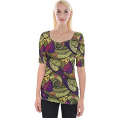 Pattern Vector Texture Style Garden Drawn Hand Floral Wide Neckline Tee