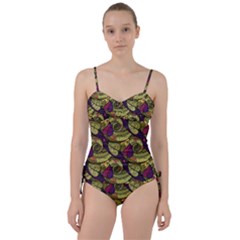 Pattern Vector Texture Style Garden Drawn Hand Floral Sweetheart Tankini Set