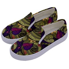 Pattern Vector Texture Style Garden Drawn Hand Floral Kids  Canvas Slip Ons