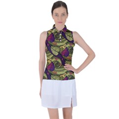 Pattern Vector Texture Style Garden Drawn Hand Floral Women s Sleeveless Polo Tee by Jancukart