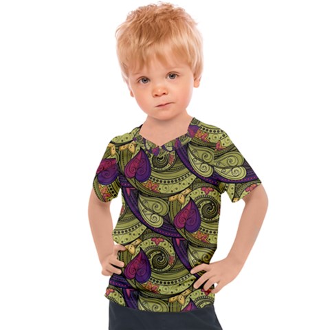 Pattern Vector Texture Style Garden Drawn Hand Floral Kids  Sports Tee by Jancukart