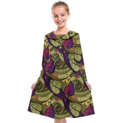 Pattern Vector Texture Style Garden Drawn Hand Floral Kids  Midi Sailor Dress