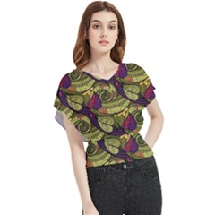 Pattern Vector Texture Style Garden Drawn Hand Floral Butterfly Chiffon Blouse