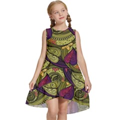 Pattern Vector Texture Style Garden Drawn Hand Floral Kids  Frill Swing Dress