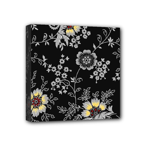 White And Yellow Floral And Paisley Illustration Background Mini Canvas 4  X 4  (stretched)