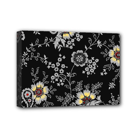 White And Yellow Floral And Paisley Illustration Background Mini Canvas 7  X 5  (stretched)