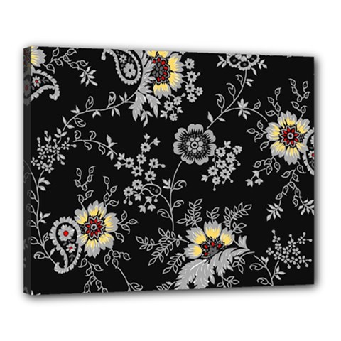 White And Yellow Floral And Paisley Illustration Background Canvas 20  X 16  (stretched)